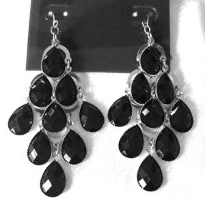 Black and silver chandelier earrings